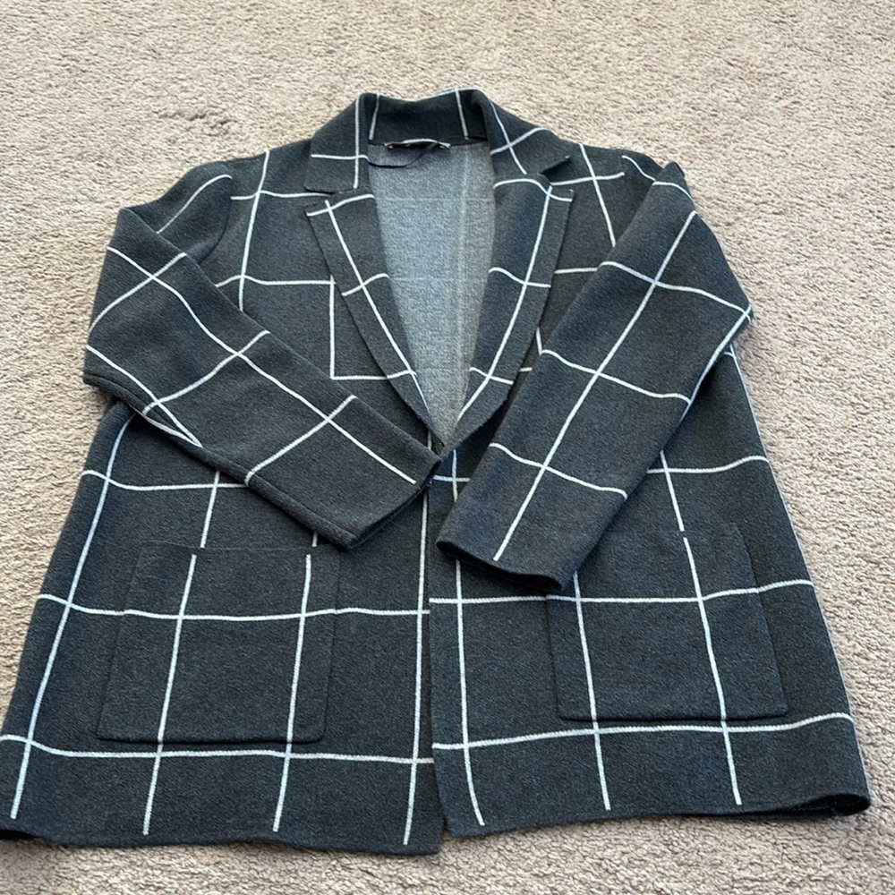 Loft Windowpane Sweater Blazer